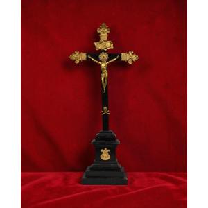 Crucifix en Bois et Bronze doré - Italie, XVIIIe siècle